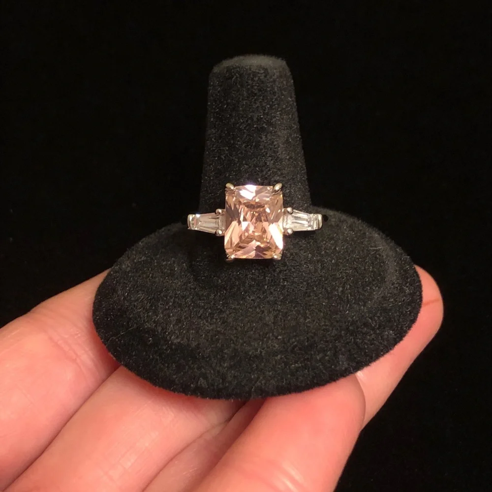 Light Pink Faux Gemstone Silver Ring